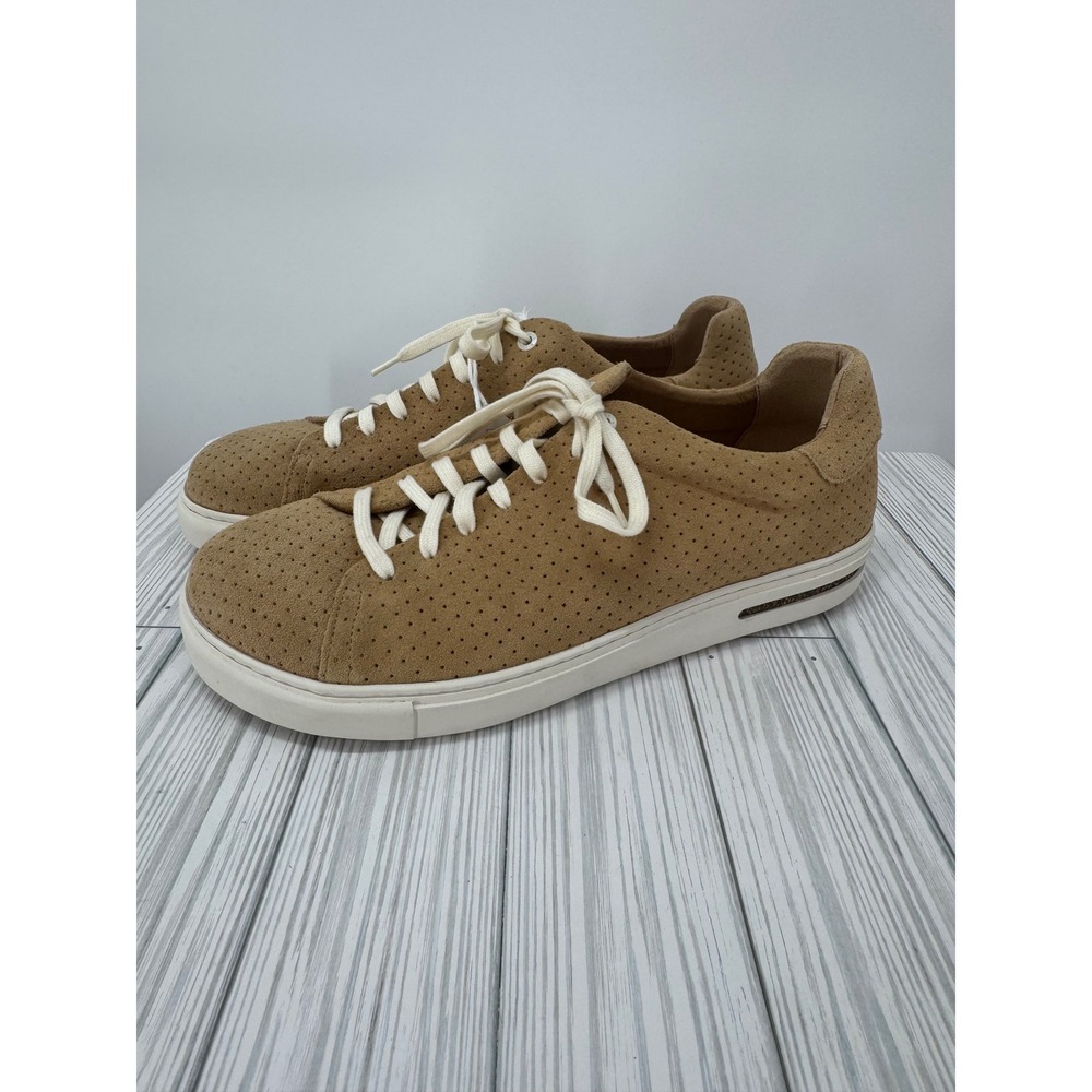 Birkenstock Bend Low Suede Embossed Leather Sneakers Men's Size 44/11 Beige‎